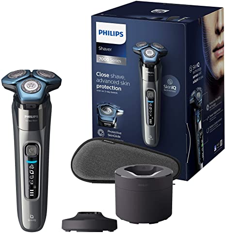 Philips Shaver Series 7000 with Advanced SkinIQ, Wet & Dry Men's Electric Shaver with Steel Precision Blades, 360-D Flex Heads & Motion Control Sensor, 60 mins Run Time - S7788/55