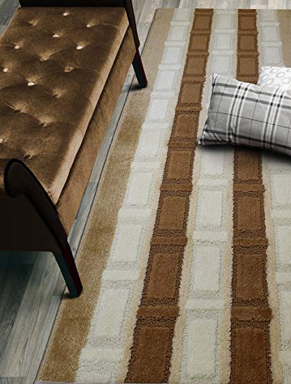 ORFA HOME Custom Size Squares Hallway Runner Rug Slip Resistant, 26 Inch Wide x Your Choice of Length Size, Beige, 26 Inch X 5 feet