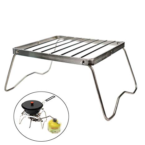 Ultrafun Portable Camping Grill Compact Mini Stainless Steel Campfire Charcoal Gas BBQ Grill Rack for Backpacking, Hiking, Picnics, Fishing