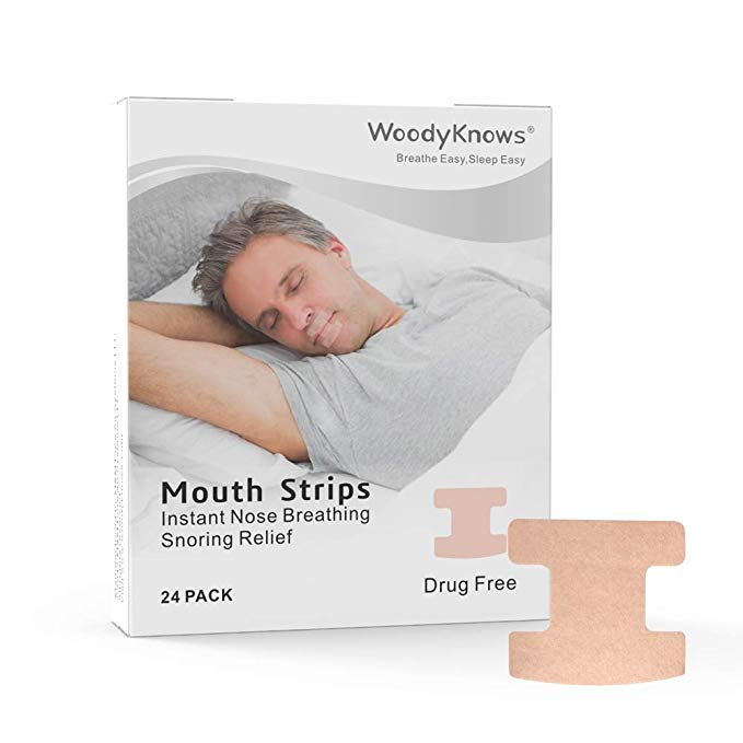 WoodyKnows Snoring Relief Mouth Tape, Mini Chin Strap for Nose Breather, Mouth Breathing Stopper, Anti Snore Sleep Strips for Nasal Breathe Aid & Sleeping Right 24 Pack