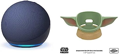 Echo Dot (5th Gen, 2022 release) | Deep Sea Blue, with Made for Amazon, featuring The Mandalorian Baby Grogu ™-inspired Stand