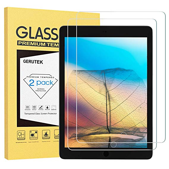 [2-Pack] Screen Protector for iPad 9.7-inch 2018/2017, iPad Air, iPad Air 2, iPad Pro[9H HD] [Ultra Clear] [Anti Scratch] [Easy Install], Premium Tempered Glass Film for iPad 2018/2017 (6th/5th Gen)