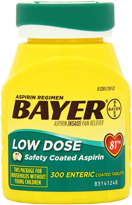 Bayer Aspirin Regimen Low Dose 81mg, Enteric Coated Tablets, 300-Count , Pack of 2 (600 Total)