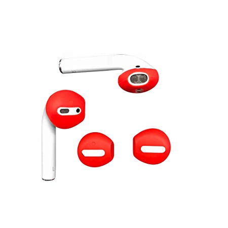 {Fit in The case} Airpods Earpods Covers Anti-Slip Silicone Soft Sport Covers Accessories Apple AirPods Earbud airpods eartips 2 Pairs (Spicy Red)