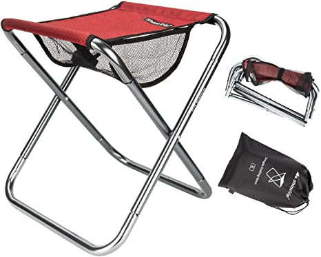 Folding Fishing Stool,Lightweight Camping Stools,Collapsible Portable Compact Travel Stools Fold Camp Chair Stool for Walking Hiking Hunting (Red, XL:13 x14 x16inch)