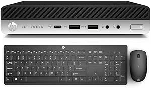 HP EliteDesk 800 G4 Mini PC Desktop Computer 35W Intel Core i5-8500T 6-cores 2.10GHz 16GB DDR4 RAM 256GB SSD Windows 11 Pro with Wireless Keyboard Mouse 2.4GHz Long Battery Life Black (Renewed)