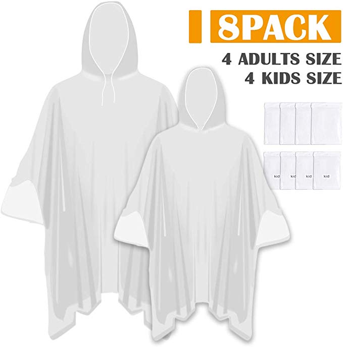 Opret Disposable Rain Poncho, Emergency Poncho Transparent Waterproof Raincoat with Hood