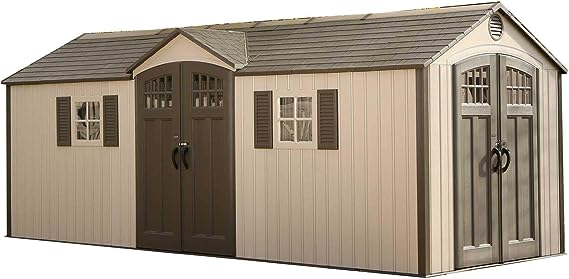 Lifetime 60127 20 x 8 Ft. Outdoor Storage Shed, Desert Sand