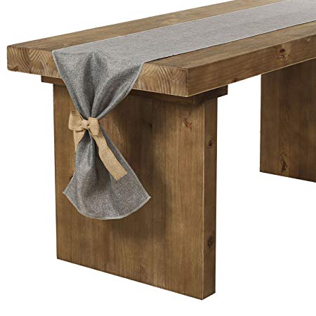 Ling's moment Gray Table Runner Faux Burlap 14 x 84 Inch with Bow Ties for Farmhouse Table Runner Dresser Cover Runner Wedding Party Fall Decorations