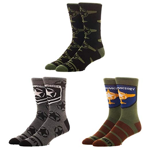 Call of Duty WWII Logo Three Pairs of Men's Soft Crew Socks Gift Set