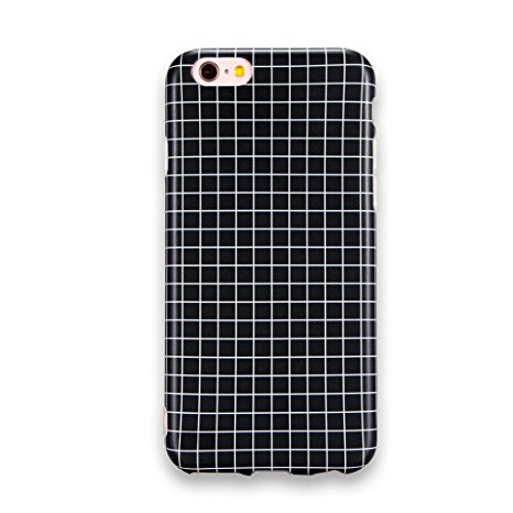 iPhone 6 6S Case, Samyoung Slim Shockproof Anti-Scratch Anti-Fingerprint Soft TPU Protective Case (4.7 inch) - Black Grid Design
