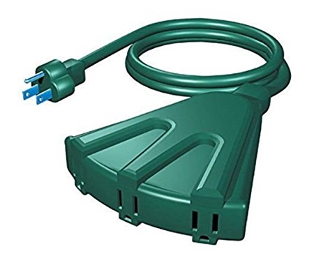 Westinghouse 28374 3-Outlet Fan Shaped 8-Feet Outdoor Extension Cord, Green