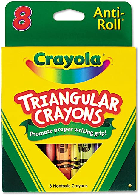 Crayola Anti-Roll Triangular Crayons, Assorted Colors 8 ea