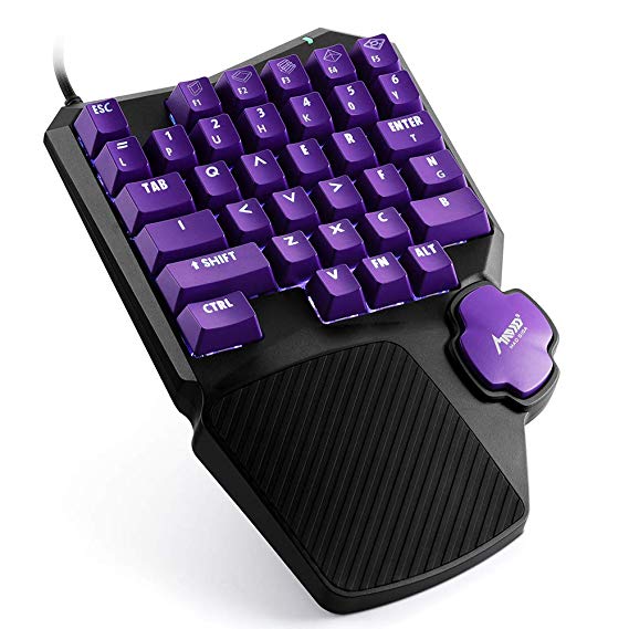 One Handed Gaming Keyboard, MAD GIGA Mechanical Red Switch Gaming Keypad Half Keyboard with Programmable Macro for Game PUBG/CS GO/Rainbow 6/LOL/Dota2