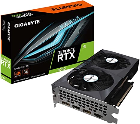 GIGABYTE GeForce RTX 3050 Eagle OC 8G Graphics Card, 2X WINDFORCE Fans, 8GB GDDR6 128-bit GDDR6, GV-N3050EAGLE OC-8GD Video Card