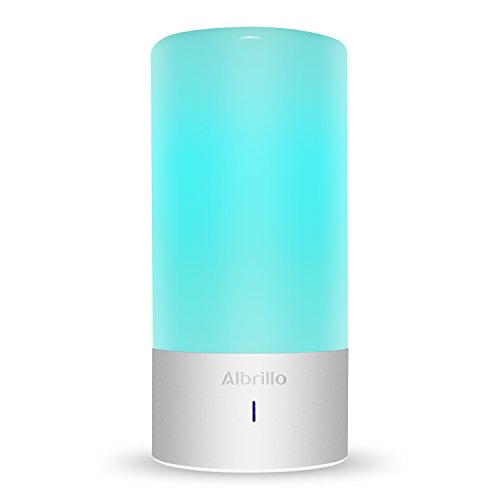 Albrillo Bedside Lamp Table Lamps Touch Sensor Dimmable Warm White and RGB Lights Color Changing Nursery Bedroom Lamp