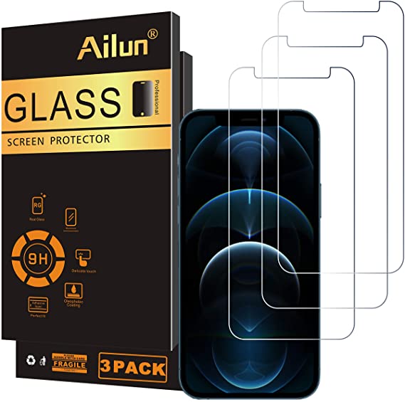 Ailun Glass Screen Protector Compatible for iPhone 12 pro Max 2020 6.7 Inch 3 Pack Tempered Glass 2.5D Edge Anti Scratch Work Most Case