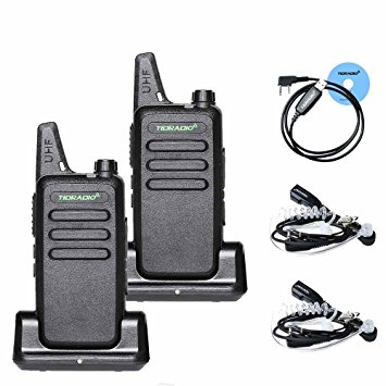 TIDRADIO TD-M8 Mini Walkie Talkie RFS Two Way Radio Compatible with Baofeng (2 PCS) With 1 Program Cable and 2 PCS TIDradio 2-Pin Covert Air Acoustic Earpiece Headset