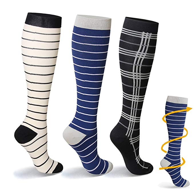 YOLIX Compression Socks for Women & Men 20-30 mmHg - 3/6 Pairs - Best Knee High Socks for Running, Travel, Medical, Pregnancy, Nurse, Teacher