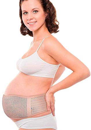 AZMED Maternity Support Belt, Breathable Belly Support Band for Pregnancy with Side Closure, One-Size, Beige