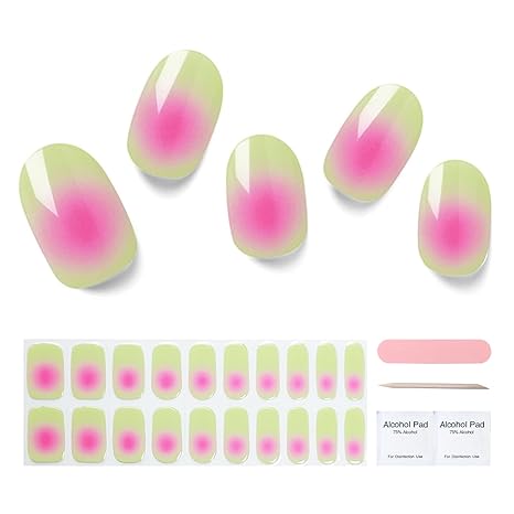 Semi Cured Gel Nail Strips, 20 pcs Gel Nail Stikers, Gel Nail Wraps Semi Cured, Salon-Quality, 2 Weeks Long Lasting