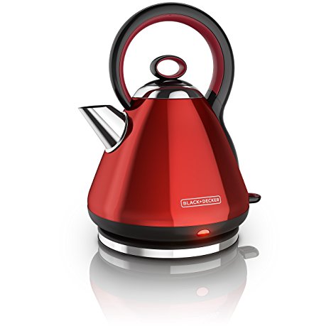 BLACK DECKER KE2900R 1.7L Stainless Steel Electric Cordless Kettle, Red