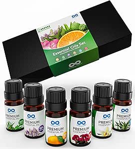 Everlasting Comfort Pure Essential Oils Set - Natural Aromatherapy Essential Oils for Diffuser, Humidifier, Home, Skin - Lavender, Geranium, Vanilla, Eucalyptus, Tea Tree, Sweet Orange Fragrance Kit