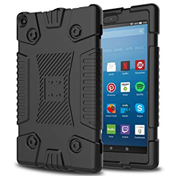 Innens Compatible with Fire HD 8 Case, Amazon Kindle Fire HD 8"(7th/8th Generation, 2017 and 2018 Release) Slim Anti-Slip Soft Silicone Gel Protective Case (Black)