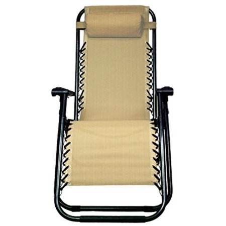 SEMI-ANNUAL BLOWOUT SALE!!! PARTYSAVING Infinity Zero Gravity Outdoor Lounge Patio Pool Folding Reclining Chair APL1060, Tan