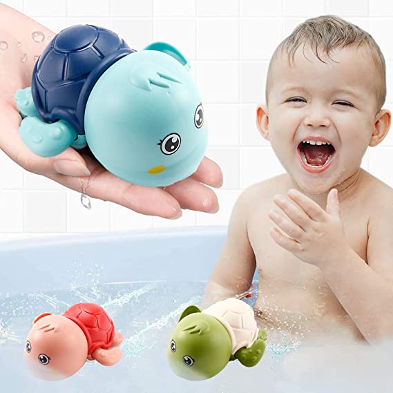 EEIEER Baby Bath Toys , Toddler Toys Wind Up Swimming Turtle Toy Floating Baby Pool Bathtub Toys Gift for Kids 3 4 5 Year Old Girls(3 Packs)