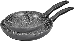STONELINE 6937 Set of 2 Frying Pans Aluminium 24 cm/28 cm/with Excellent Non-Stick Coating with No Lid Also Suitable for Induction