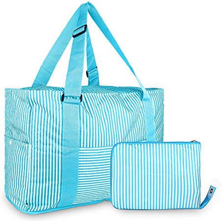 HDWISS Foldable Travel Duffle Bag Tote Carry on Luggage for Spirit Airlines - Blue