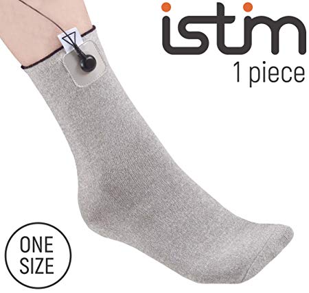 iStim Conductive Sock Package (including Electrodes Pads) for electrotherapy, massage - compatible with TENS/EMS Machine Units - Silver Thread (1 piece)