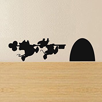BATTOO Mouse House Wall Decal Vinyl Art Sticker(9.5"X 2.5",black)