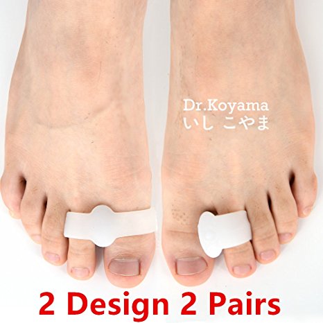 Dr.Koyama Toe Separators and Toe Spreaders Variety Pack - Ultimate Bunion Pain Relief Set with 2 Gel Toe Separators & 2 Toe Straighteners with Pads - Highly Effective Bunion Corrector Treatment