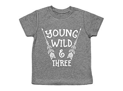 Oliver and Olivia Apparel Young Wild and Three Shirt 3rd Birthday Shirt Three Shirt
