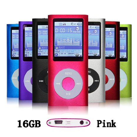 G.G.Martinsen 16 GB Pink Portable MP3/MP4 Player with Multi-lingual OS , Multi-Functional MP3 Player / MP4 Player with Mini USB Port, Voice Recorder , Media Player , E-book reader (Pink)