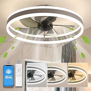 ZEFFO Ceiling Fans with Lights and Remote, Fully Dimmable LED Ceiling Fan, 3 Color Temperature, 6 Wind Speeds, Reversible, Flush Mount Low Profile Ceiling Fan for Bedroom, Kids Room and Living Room