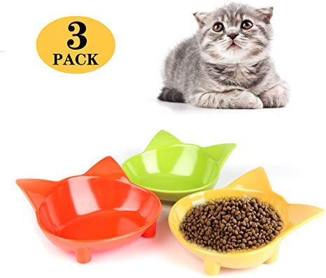 cGy Cat Bowl Cat Food Bowls Non Slip Cat Dish Pet Food Bowls Shallow Cat Water Bowls Cat Feeding Wide Bowls to Stress Relief of Whisker Fatigue Pet Bowl of Dogs Cats Rabbits