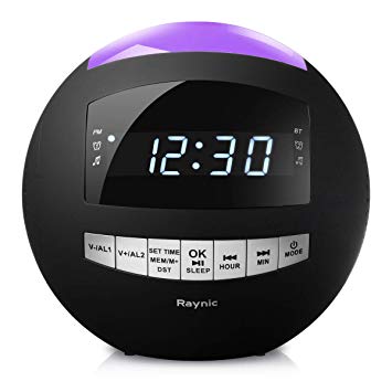 Alarm Clock Radio - Digital Clock with Dual Alarms, AM/FM Radio, Dual USB Charging Ports, 7-Color Night Lights, Bluetooth, Dimmer for Kids, Heavy Sleepers, Bedroom, Home