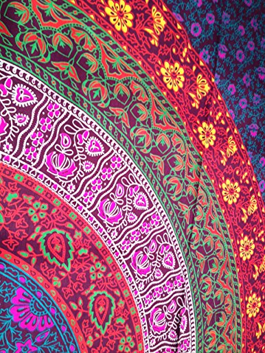 Multi-colored Mandala Tapestry Indian Wall Hanging, Bedsheet, Superior Quality Hippie Wall Tapestry or Bedspread in Organic Cotton Tree of Life 95 x 85 Inches