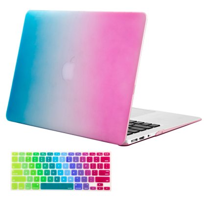 Mosiso MacBook Air 13 Inch 2 in 1 Soft-Touch Plastic Hard Case and Keyboard Cover (Models: A1369 and A1466), Rainbow