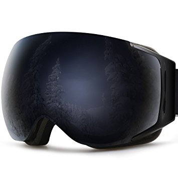 YAKAON Y Series Ski Goggles Snowboard Frameless Spherical UV400 Protection Anti-fog Detachable REVO Mirror Lens for Men and Women Skiing Snowboarding