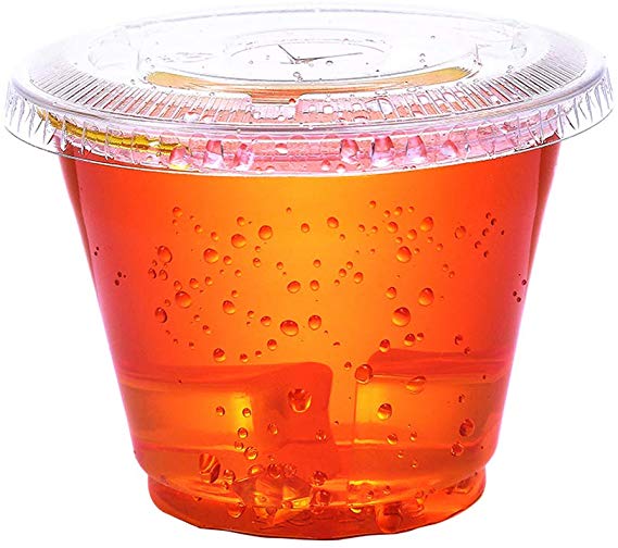 9 oz -30sets Clear plastic cups with flat lids-Plastic Portion Cups -PET- Disposable cold drink party cups for Cold Drink/Bubble Boba/Iced Coffee/Tea/Smoothie