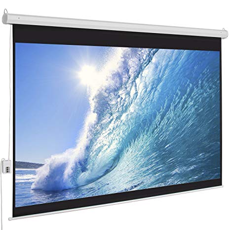 Best Choice Products 100 Diagonal 16:9 Electric Projector Projection Screen Remote 1.3 Gain 160 Angle