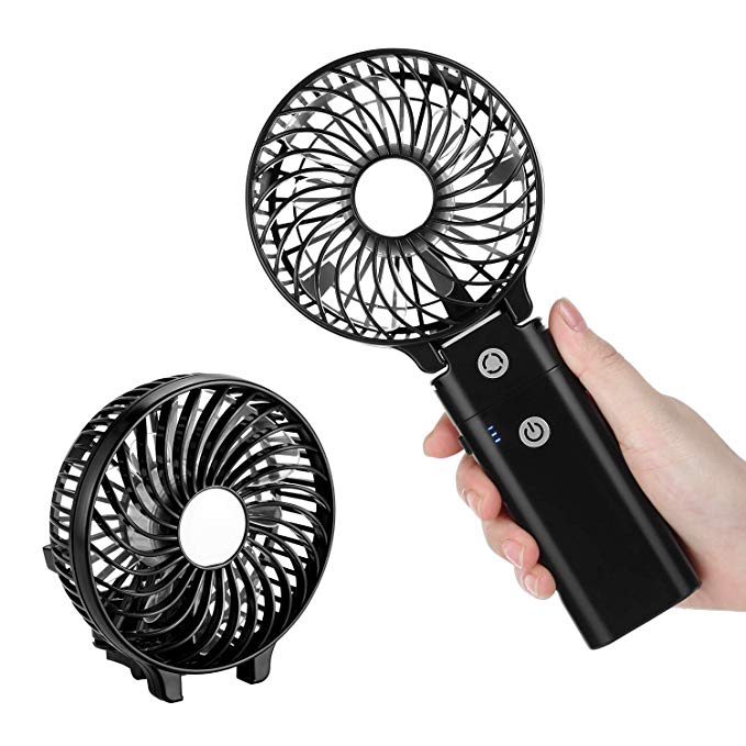 Comlife Mini Handheld Fan, Comlife Foldable Rechargeable Battery Operated Desk Fan with 5200mAh Power Bank Function, Portable Personal USB Cooling Fan for Home, Office, Travel and Outdoor