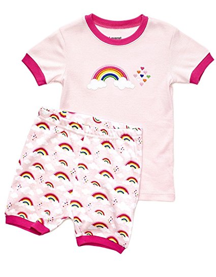 Leveret Shorts Girls 2 Piece Pajama Top & Pants 100% Cotton (Size 2 Toddler-10 Years)