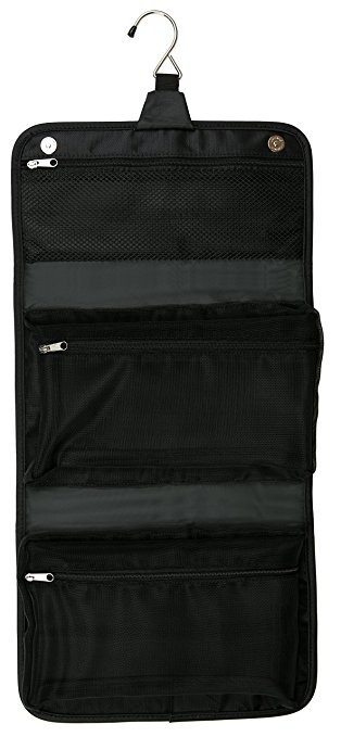Roomi All-In-One Hanging Travel Toiletries Bag, Black, International Carry-On