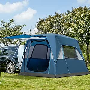 Portal 2-in-1 5 Person SUV Tent with Porch for Camping, Spacious Car Trunk Tent for Travel Camp Outdoor Tailgate, Water Resistant and Windproof