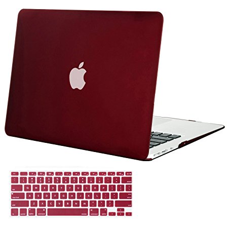 Mosiso Plastic Hard Case with Keyboard Cover for MacBook Air 13 Inch(Models: A1369 and A1466), Marsala Red